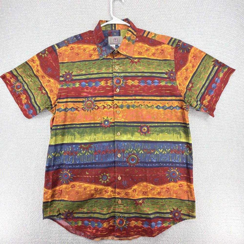 Vintage The Territory Ahead Shirt Mens XLT Aztec Tribal Short Sleeve Button Up